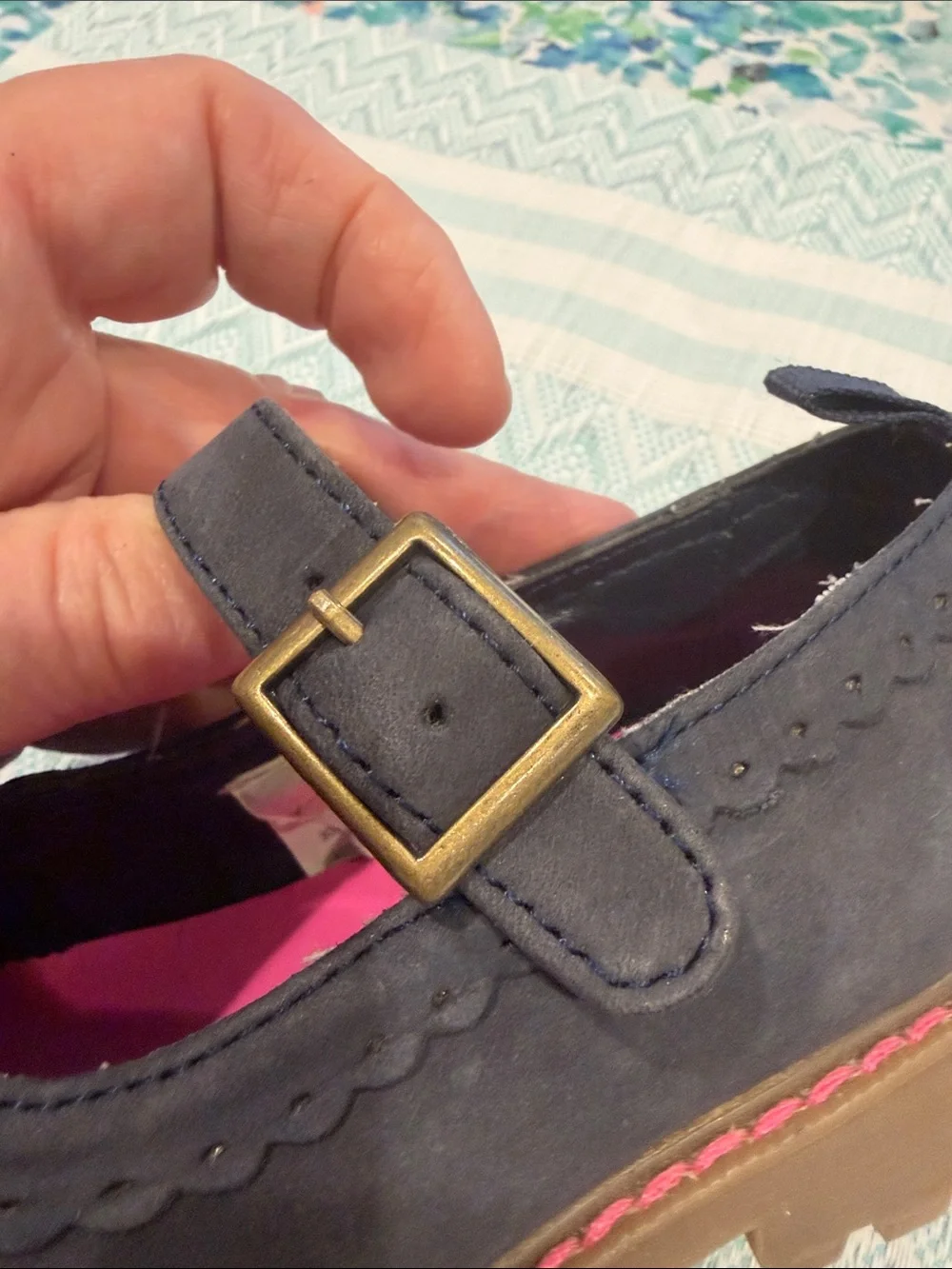 GAP Navy Mary Jane Shoes with Pink Insole Toddler size 9